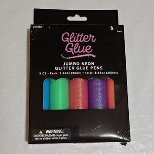Hobby Lobby Jumbo Neon Glitter Glue Pens - 5 Pack New